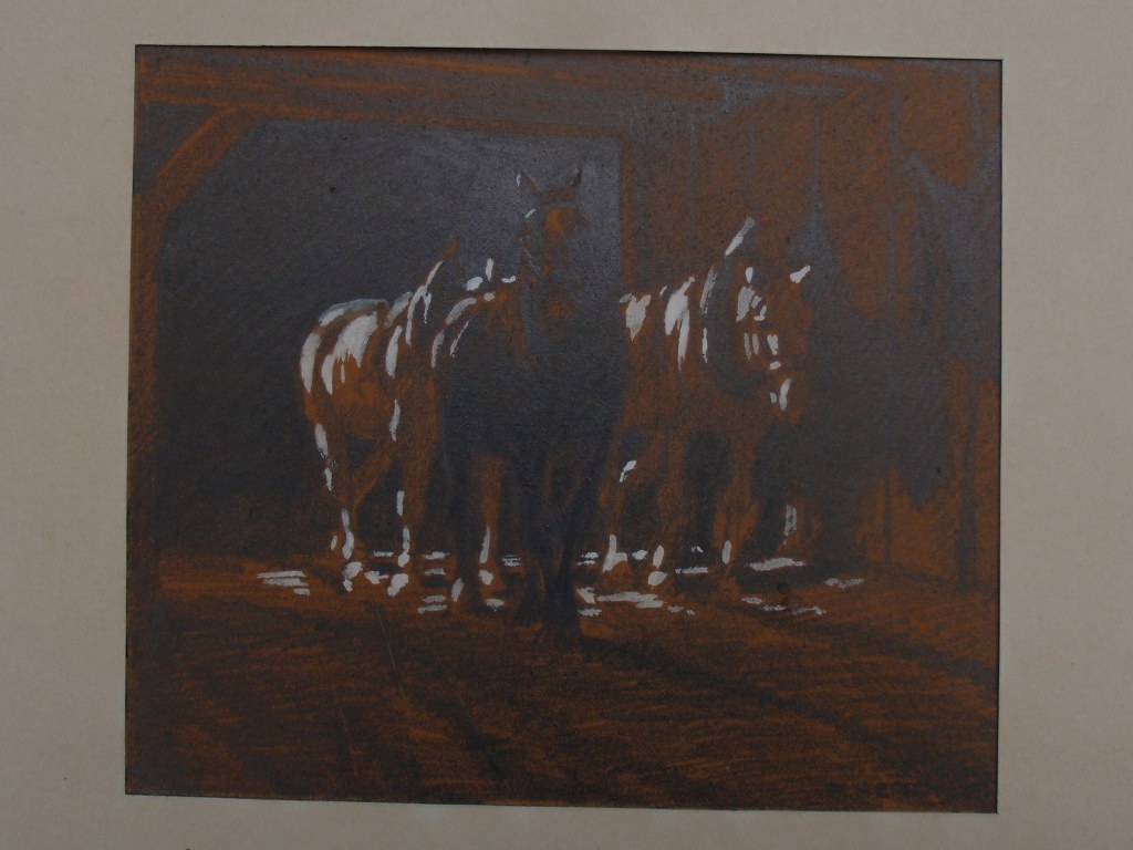 Richard Herdtle Drei Pferde auf dem Weg in den Stall