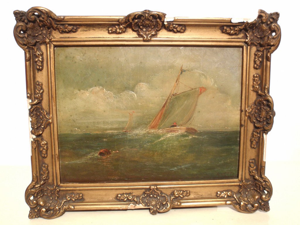 Sea view with sailing ships by H. Vietti
