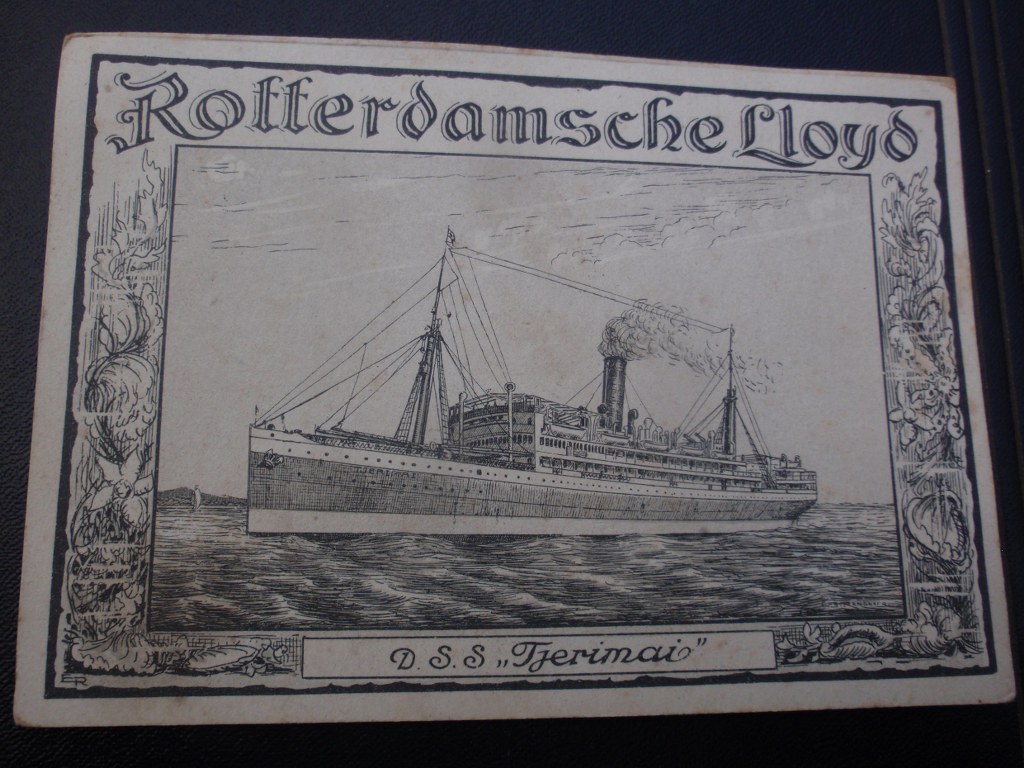 Menukaart Rotterdamse Lloyd SS Tjerimai 1924