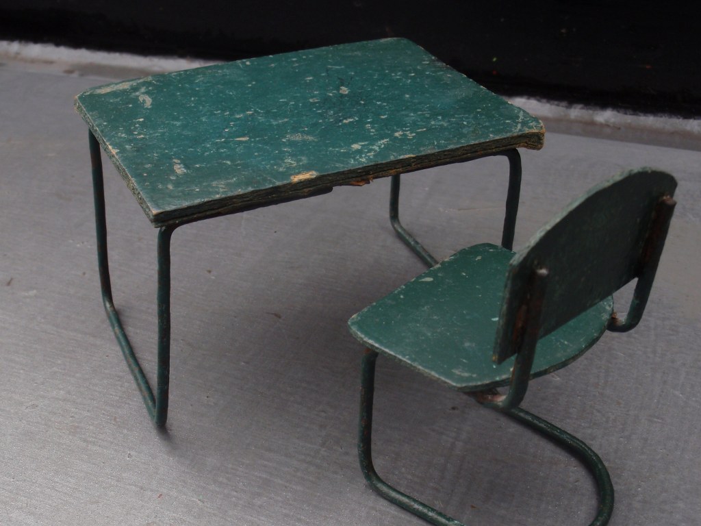 Modernist table and chair for dolls house