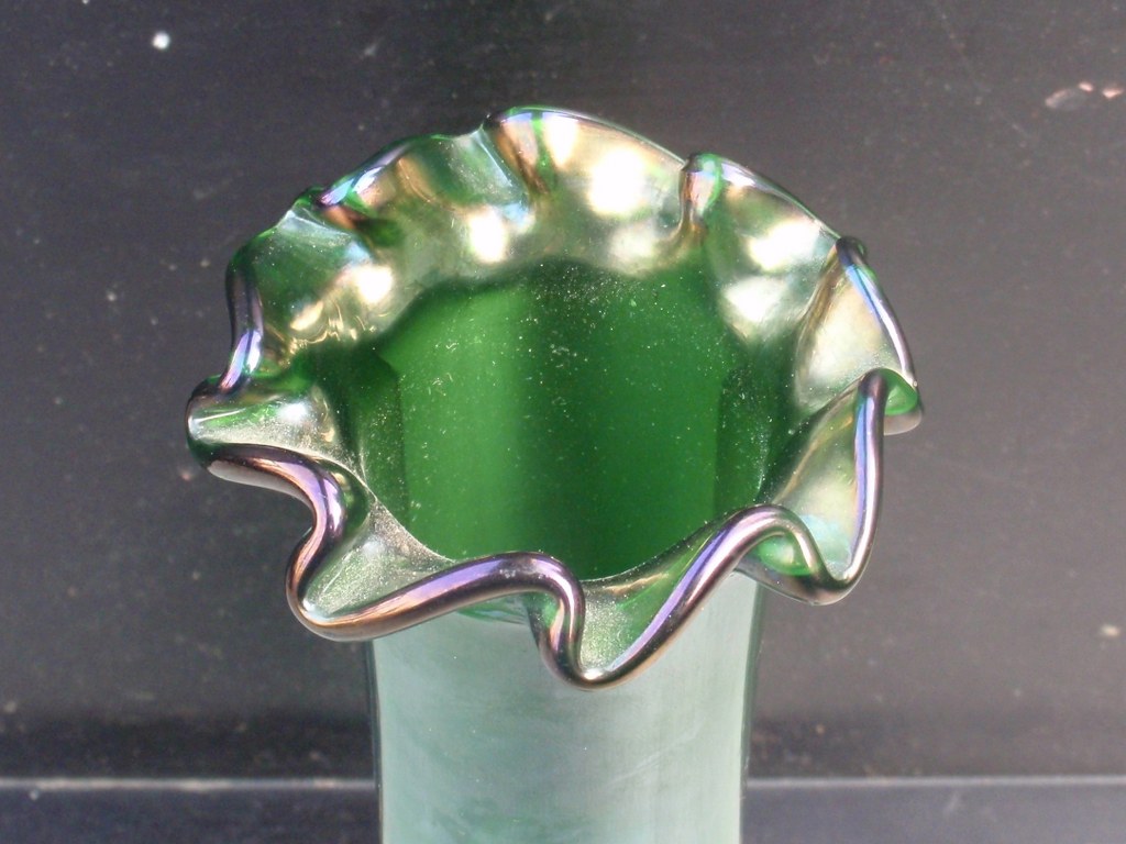 Green lustre vase attributed to Loetz