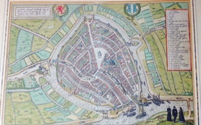 CHART OF THE DUTCH CITY GOUDA BY BRAUN & HOGENBERG 1585