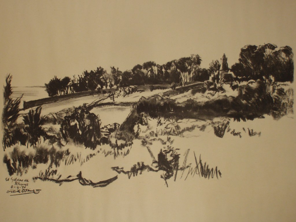 Dick Osinga  charcoal drawing St Gildas de Rhuys 1950