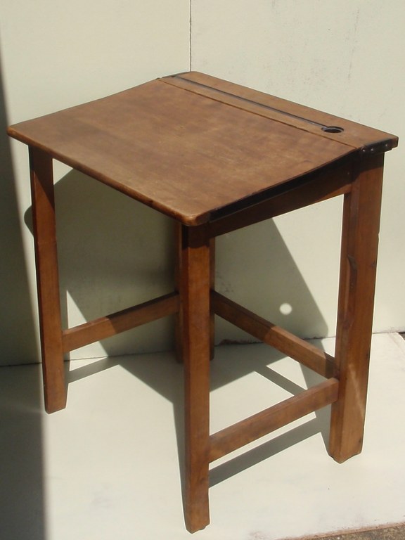 Foldable oak writing desk