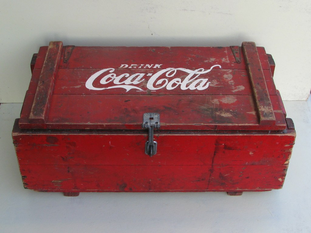 Wooden Dutch Coca-Cola cool box from the fifties
